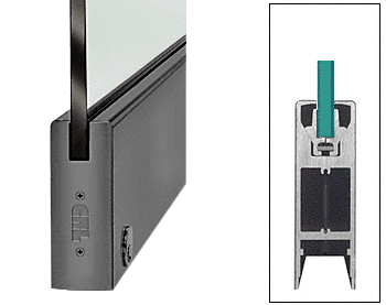 C.R. Laurence CRL Black 6&quot; Custom Length Square Style Door Rail with Lock for 1/2&quot; Glass | DR6SBL12CL