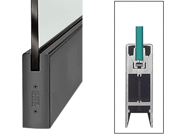 C.R. Laurence CRL Black 6&quot; Custom Length Square Style Door Rail without Lock for 3/8&quot; Glass | DR6SBL38C
