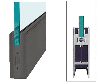 C.R. Laurence CRL Black Anodized 6&quot; Square Door Rail Without Lock for 3/4&quot; Glass - Custom Length | DR6SBL34C