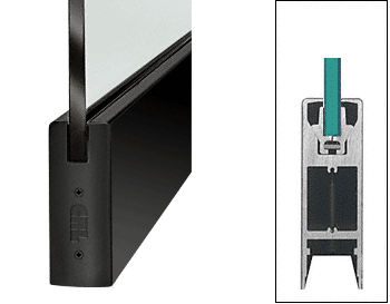 C.R. Laurence CRL Black 35-3/4&quot; Single Door Rail 6&quot; Square Style without Lock- For 3/8&quot; Glass | DR6SBL38S