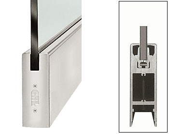 C.R. Laurence CRL Brushed Stainless 6&quot; Custom Length Square Style Door Rail without Lock for 3/8&quot; Glass | DR6SBS38C