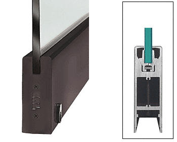 C.R. Laurence CRL Duranodic Bronze 35-3/4&quot; Single Door Rail 6&quot; Square Style with Lock - for 3/8&quot; Glass | DR6SDU38SL