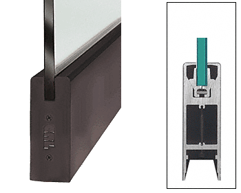 C.R. Laurence CRL Duranodic Bronze 6&quot; Custom Length Square Style Door Rail without Lock for 3/8&quot; Glass | DR6SDU38C