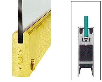 C.R. Laurence CRL Polished Brass 10&quot; Square Single Door Rail with Lock for 3/4&quot; Glass - Custom Length | DR10SPB34CL