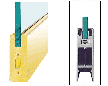 C.R. Laurence CRL Polished Brass 6&quot; Square Door Rail Without Lock for 3/4&quot; Glass - Custom Length | DR6SPB34C