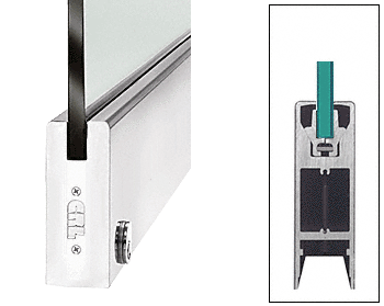 C.R. Laurence CRL Polished Stainless 35-3/4&quot; Single Door Rail 6&quot; Square Style with Lock - for 3/8&quot; Glass | DR6SPS38SL