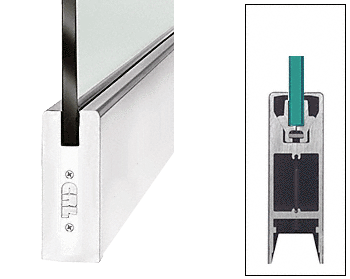 C.R. Laurence CRL Polished Stainless 6&quot; Custom Length Square Style Door Rail without Lock for 1/2&quot; Glass | DR6SPS12C