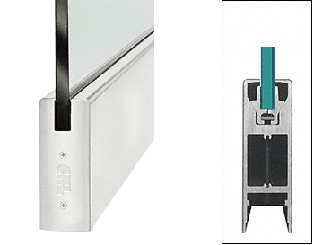 C.R. Laurence CRL Satin Anodized 6&quot; Custom Length Square Style Door Rail without Lock for 1/2&quot; Glass | DR6SSA12C