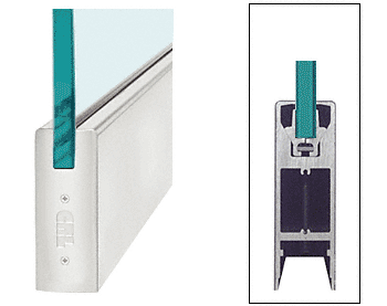 C.R. Laurence CRL Satin Anodized 6&quot; Square Door Rail Without Lock for 3/4&quot; Glass - Custom Length | DR6SSA34C