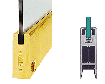 C.R. Laurence CRL Satin Brass 6&quot; Square Door Rail With Lock for 1/2&quot; Glass - Custom Length | DR6SSB12CL