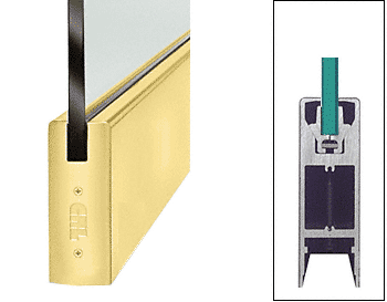 C.R. Laurence CRL Satin Brass 6&quot; Custom Length Square Style Door Rail without Lock for 1/2&quot; Glass | DR6SSB12C