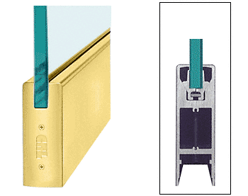 C.R. Laurence CRL Satin Brass 6&quot; Square Door Rail Without Lock for 3/4&quot; Glass - Custom Length | DR6SSB34C