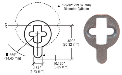C.R. Laurence CRL AR MS Style Cam for Use With Mortise Cylinder | DRACAM
