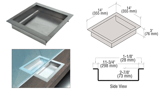 C.R. Laurence CRL Extra Deep 14&quot; Wide X 14&quot; Deep X 3&quot; High Drop-in Deal Tray | DT1414