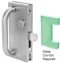 C.R. Laurence CRL 4&quot;x10&quot; Non-Handed Polished Stainless Custom Center Lock with Deadthrow Latch | DT410PSC
