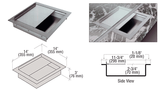 C.R. Laurence CRL Extra Deep 14&quot; Wide X 14&quot; Deep X 3&quot; High Drop-in Deal Tray with Lid | DTWL1414
