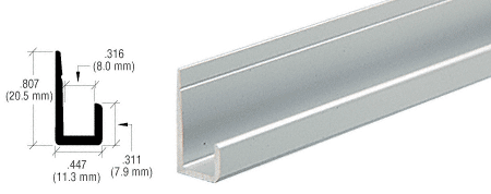 C.R. Laurence CRL Canadian Style Satin Anodized 1/4&quot; Standard Bottom &quot;J&quot; Channel - 12 ft | DV605A