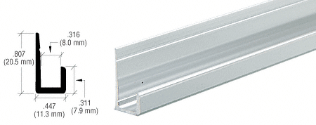 C.R. Laurence CRL Canadian Style Brite Anodized 1/4&quot; Standard Bottom &quot;J&quot; Channel - 12 ft | DV605BA