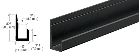 C.R. Laurence CRL Canadian Style Black 1/4&quot; Standard Bottom &quot;J&quot; Channel - 12 Ft | DV605BL