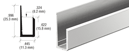 C.R. Laurence CRL Canadian Style Brite Anodized 1/4&quot; Deep Nose &quot;J&quot; Channel - 12 ft | DV606BA