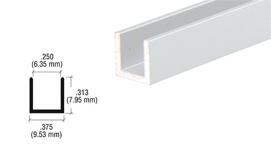 C.R. Laurence CRL Satin Anodized 1/4&quot; Aluminum &quot;U&quot; Channel - 12 ft Long | DV746A