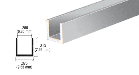 C.R. Laurence CRL Brite Anodized 1/4&quot; Aluminum &quot;U&quot; Channel - 12 ft Long | DV746BA