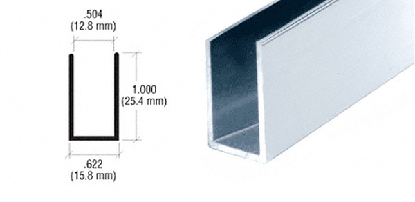 C.R. Laurence CRL Brite Anodized 1/2&quot; Aluminum &quot;U&quot; Channel - 12 ft long | DV750BA