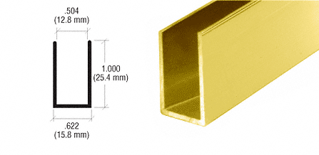 C.R. Laurence CRL Brite Gold 1/2&quot; Aluminum &quot;U&quot; Channel - 12 ft long | DV750BGA