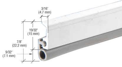 C.R. Laurence CRL Vinyl Bulb Seal Door Jamb Weatherstrip Aluminum Finish 84 in long  - Set | DW950A