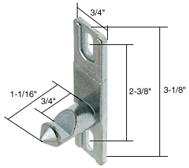 C.R. Laurence Lock Keeper, 2-3/8&quot; Screw Holes, 3/4&quot; Wide  | E2041