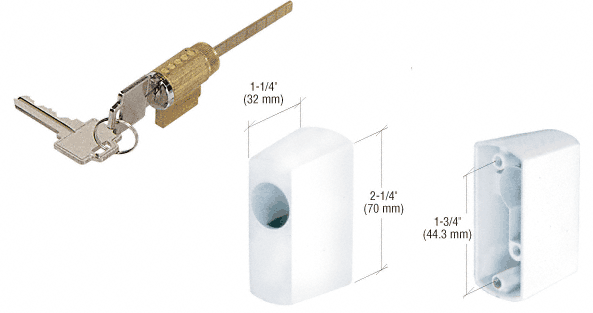 C.R. Laurence Key Cylinder Housing Kit, 1-3/4&quot; Screw Holes, White | E2145