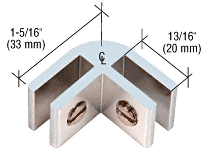 CRL Chrome Anodized Aluminum 2-Way 90&#176; Connectors for 1/4&quot; Glass | E214A
