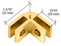 CRL Gold Anodized Aluminum Two-Way 90 Degree Glass Connector | E214GA