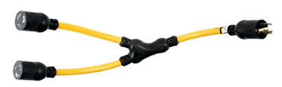 Twist-to-Lock Molded Ends 20 Amp &quot;Y&quot; Adaptor | EC21040