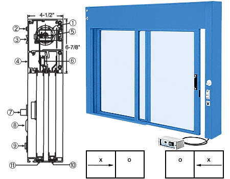 C.R. Laurence CRL Kynar Painted (Specify) Custom Size All Electric Fully Automatic Deluxe Sliding Service Window XO or OX With Aluminum Half Bottom Track | EDW1801K