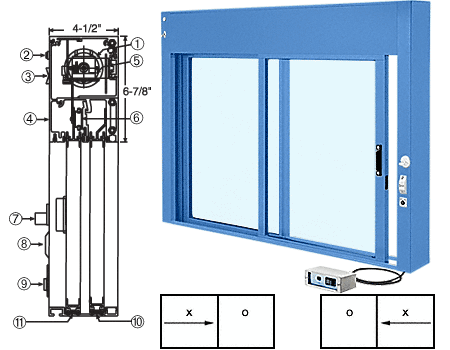C.R. Laurence CRL Custom Size Painted (Specify) All Electric Fully Automatic Deluxe Sliding Service Window - Aluminum Full Bottom Track | EDW1802P