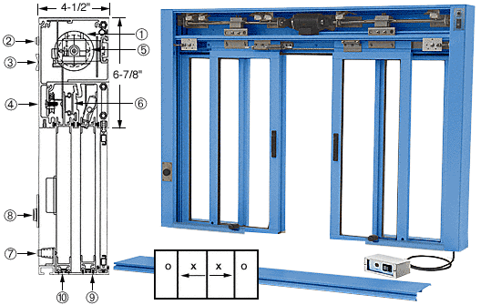 C.R. Laurence CRL Kynar Painted (Specify) Custom Size All All Electric Fully Automatic Deluxe Sliding Service Window OXXO With Aluminum Half Bottom Track | EDW3401K