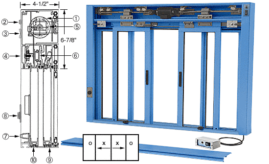 C.R. Laurence CRL Kynar Painted (Specify) Custom Size All Electric Fully Automatic Deluxe Sliding Service Window OXXO With Aluminum Full Bottom Track | EDW3402K