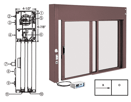 C.R. Laurence CRL 48&quot; x 30&quot; Duranodic Bronze All Electric Fully Automatic Deluxe Sliding Service Window - &quot;XO&quot; | EDW4830X0DU