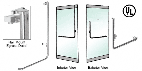 C.R. Laurence CRL Brushed Stainless Right Hand Reverse Rail Mount Keyed Access &quot;B&quot; Exterior Top Securing Electronic Egress Control Handle | EG100B3RKBS