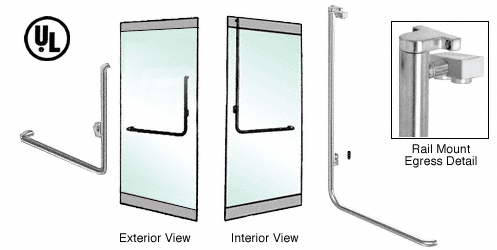C.R. Laurence CRL Brushed Stainless Left Hand Reverse Rail Mount Keyed Access &quot;B&quot; Exterior Top Securing Electronic Egress Control Handle | EG100B4RKBS