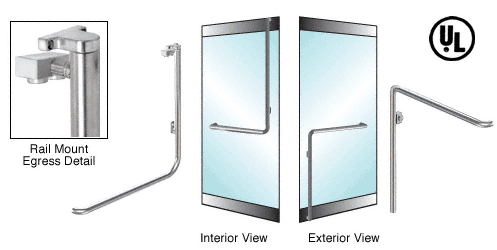 CRL Polished Stainless Right Hand Reverse Swing Rail Mount Keyed Access &quot;C&quot; Exterior Top Securing Electronic Egress Control Handle | EG100C3RKPS | EG100C3RKPS
