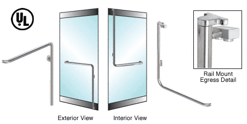 C.R. Laurence CRL Polished Stainless Left Hand Reverse Swing Rail Mount Keyed Access &quot;C&quot; Exterior Top Securing Electronic Egress Control Handle | EG100C4RKPS