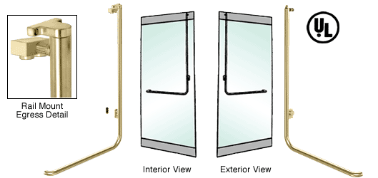C.R. Laurence CRL Polished Brass Right Hand Double Swing Rail Mount Keyed Access Exterior Top Securing Electronic Egress Control Handle | EG100D1RKPB