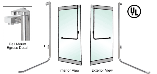 C.R. Laurence CRL Polished Stainless Right Hand Reverse Swing Rail Mount Keyed Access Exterior Top Securing Electronic Egress Control Handle | EG100D3RKPS