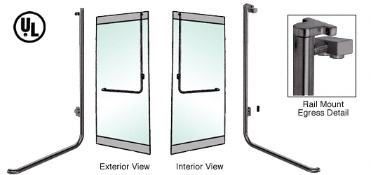 C.R. Laurence CRL Oil Rubbed Bronze Left Hand Reverse Swing Rail Mount Keyed Access Exterior Top Securing Electronic Egress Control Handle | EG100D4RK0RB