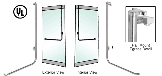 C.R. Laurence CRL Polished Stainless Left Hand Reverse Swing Rail Mount Keyed Access Exterior Top Securing Electronic Egress Control Handle | EG100D4RKPS