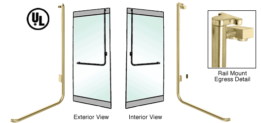 C.R. Laurence CRL Polished Brass Left Hand Reverse Swing Rail Mount Retainer Plate Exterior Top Securing Electronic Egress Control Handle | EG100D4RPPB