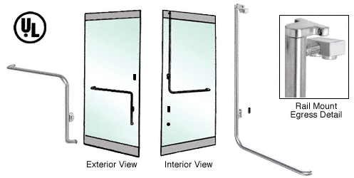 C.R. Laurence CRL Brushed Stainless Left Hand Reverse Swing Rail Mount Keyed Access &quot;E&quot; Exterior Top Securing Electronic Egress Control Handle | EG100E4RKBS