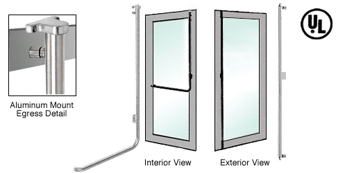 C.R. Laurence CRL Brushed Stainless Right Hand Reverse Swing Aluminum Door Mount Retainer Plate &quot;F&quot; Exterior Top Securing Electronic Egress Control Handle | EG100F3APBS
